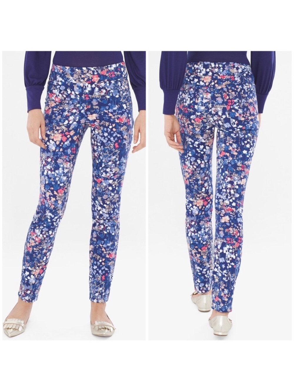 NWOT Chico’s Petal Print Pull On Skinny Fit Stretchy Jeggings 1P